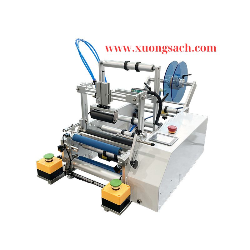 Máy dán nhãn decal chai tròn bán tự động