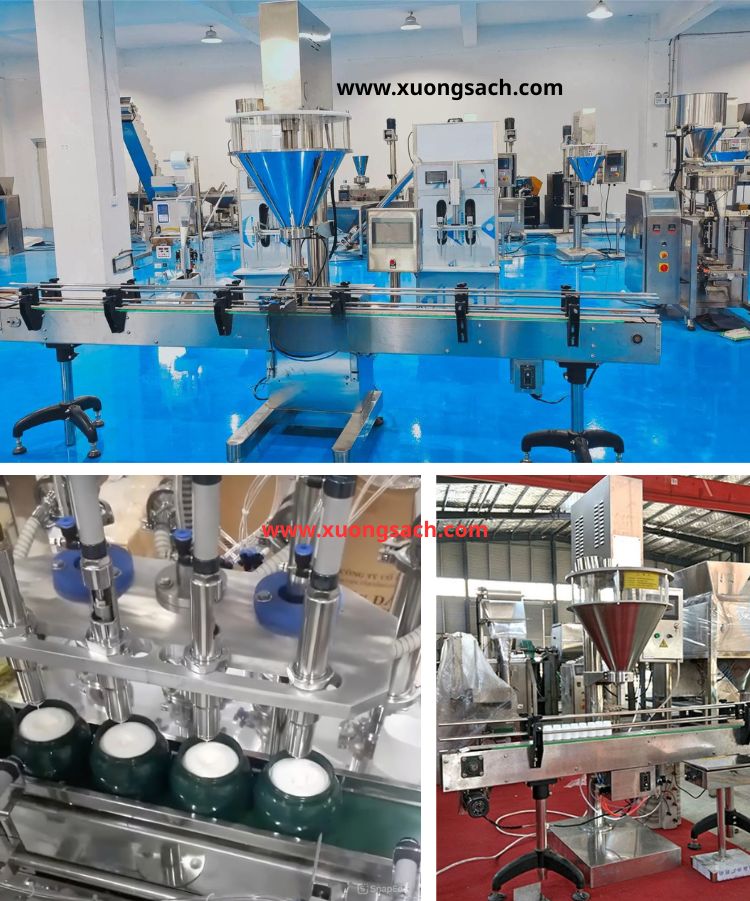 Máy chiết rót mỹ phẩm, thực phẩm tự động băng tải