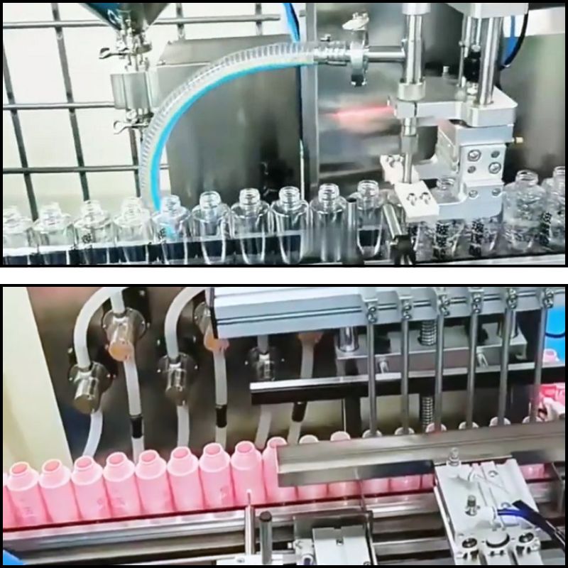 Máy chiết rót tự động, đóng nắp chai