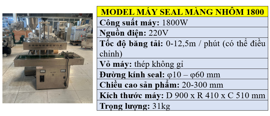 Thông số kỹ thuật máy đóng màng seal