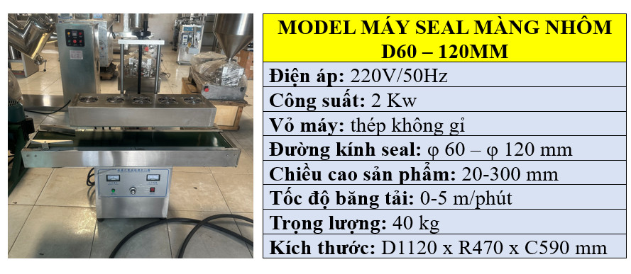 Thông số kỹ thuật máy ép màng seal nhôm