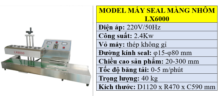 Thông số kỹ thuật máy dán màng seal nhôm