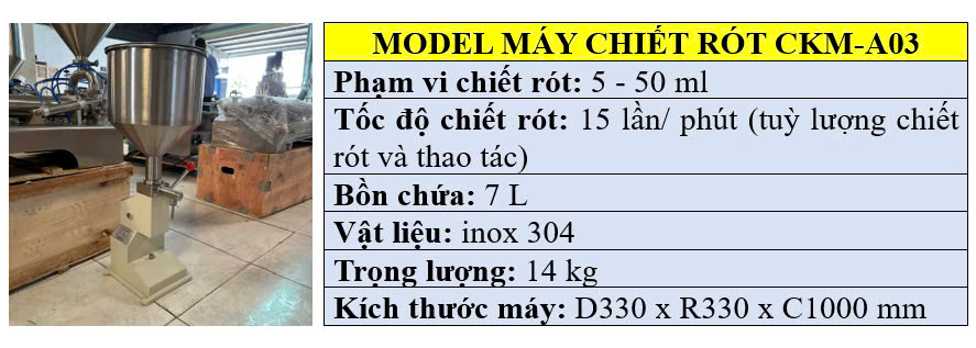 Thông số kỹ thuật của dòng máy chiết rót sốt