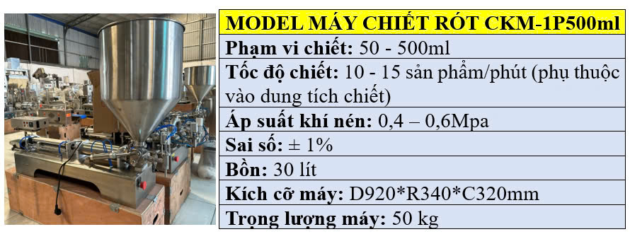 Thông số kỹ thuật của máy chiết rót sa tế