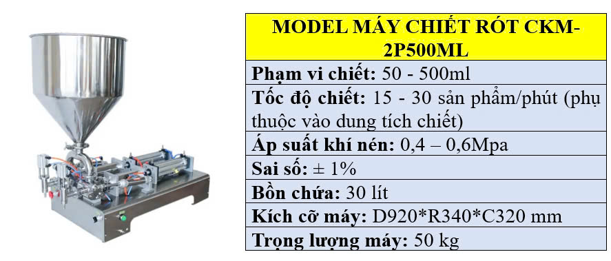 Thông số kỹ thuật của máy chiết rót serum 2 vòi